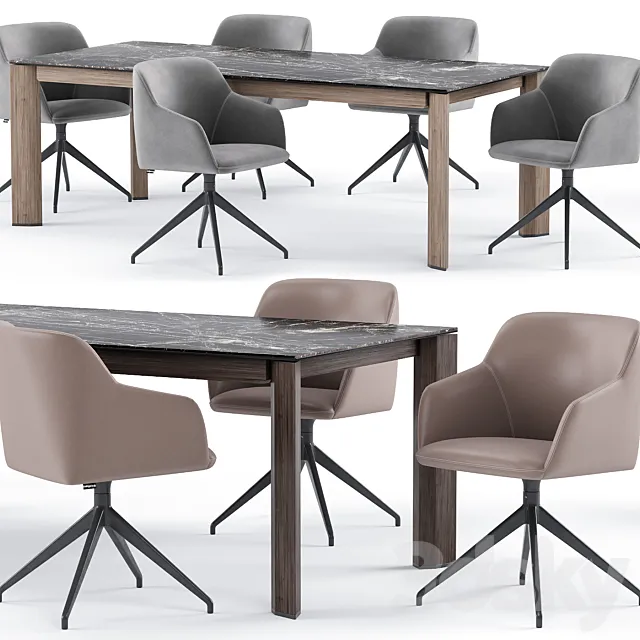 Elle chair with Delta table - Calligaris Free Download