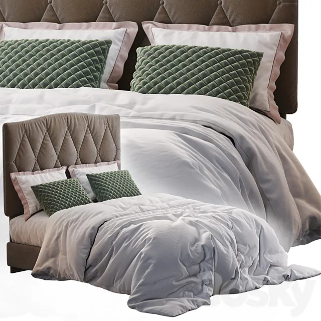 Elliot Curved Upholstered Bed 3DModel