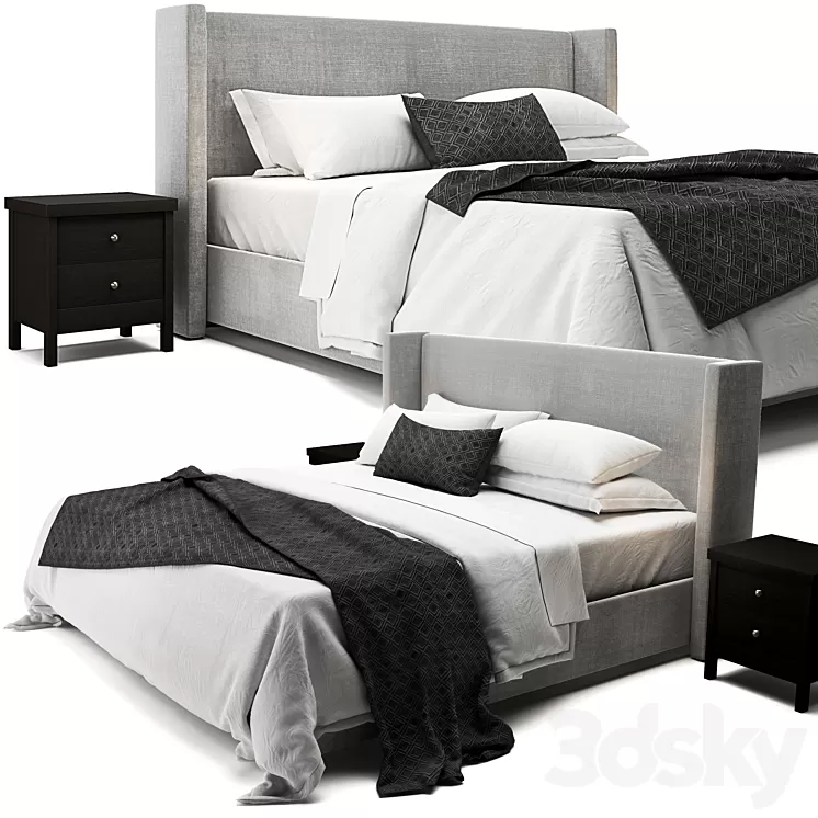 Elliot Shelter Upholstered Bed 3D Model