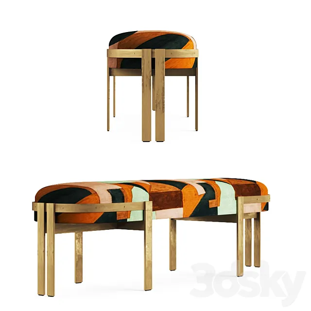 Elliott bench kelly wearstler 3DModel