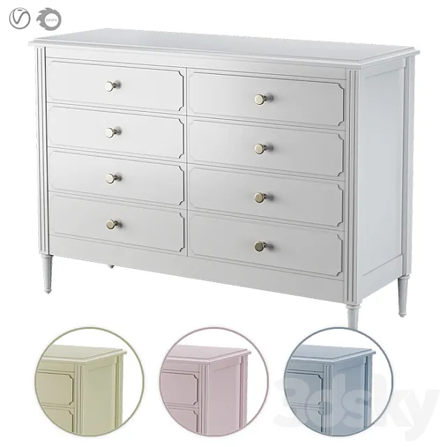 Ellipse Chest of drawers Elit 8 drawers 3D Model