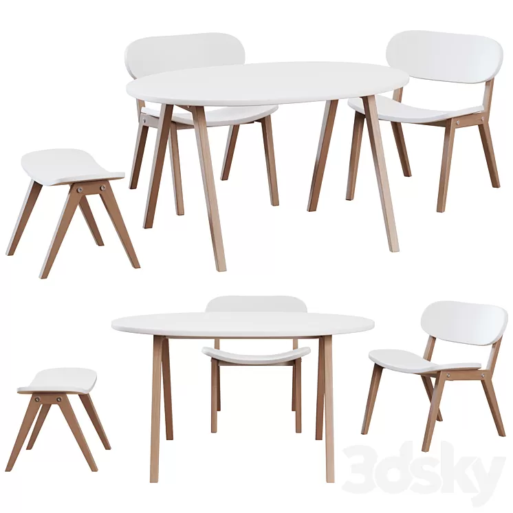 ellipse table and chair Classic 3D Model