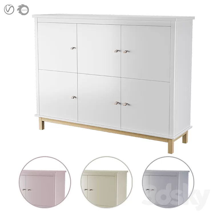 Ellipse Wardrobe Classic low in four colors 3D Model