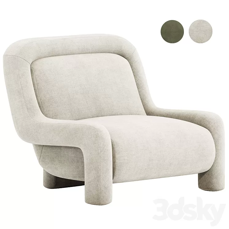 Ellis Chair Mohair Pewter 3D Model Free