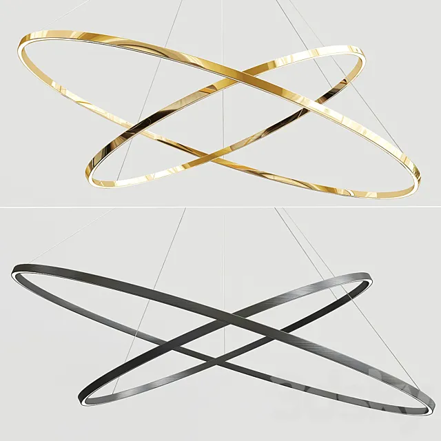 Ellisse Pendant Double Mega Ring Light 3D Model