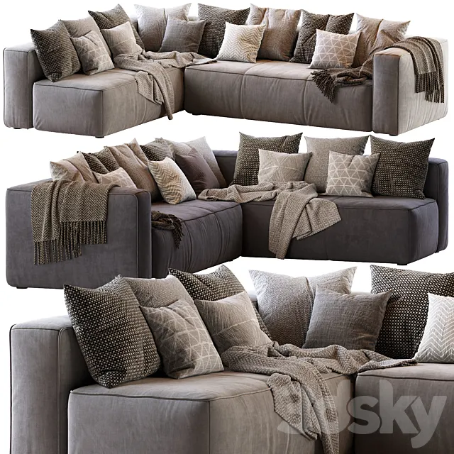 ?ello Taos Brown Right Arm Corner Sectional 3DModel