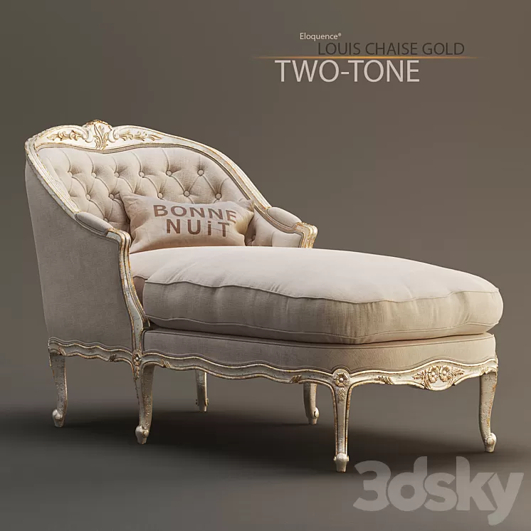 Eloquence® Louis Chaise in Gold / Taupe Two-Tone 3D Model