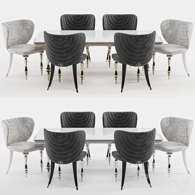 Elve luxury dining table and chairs 3D Model