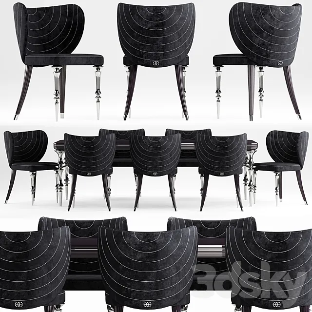 Elve luxury table and chairs 3D Model