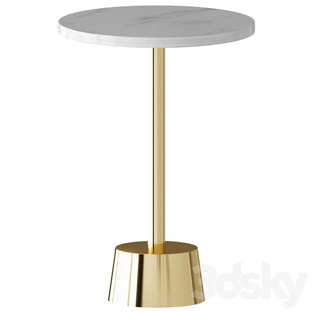 Elyne Side table white marble and gold plated metal Coffee table coffee table 3D Model