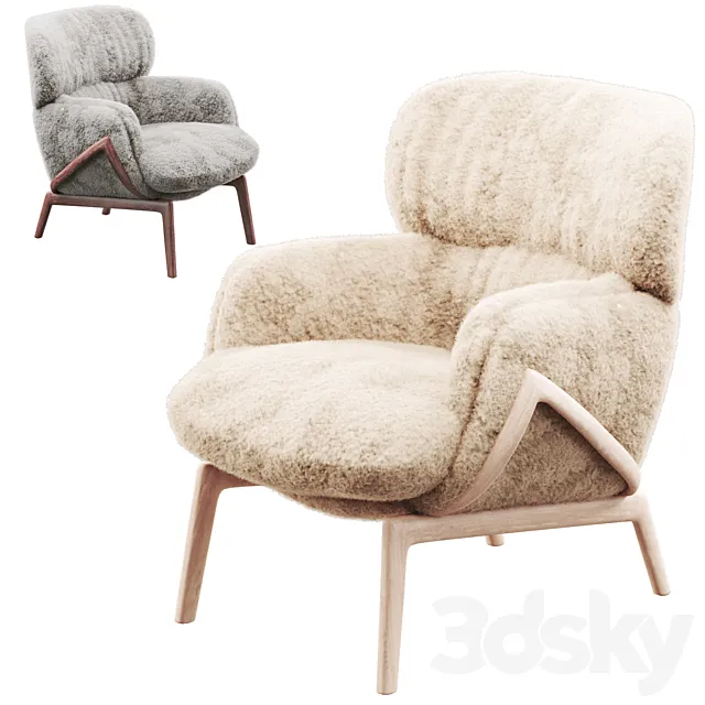 Elysia Lounge Chair Curly Sheepskin 3DModel