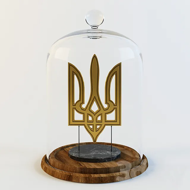 Emblem of Ukraine (Golden Trident under the bulb) 3D Model