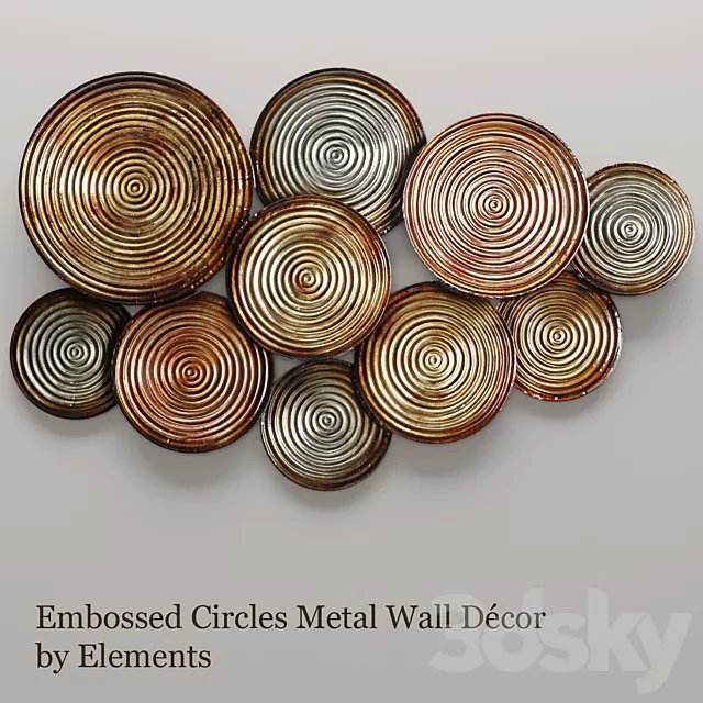 Embossed Circles Metal Wall Décor by Elements. wall decor. panels. discs. circles. wall decor. panel. loft. decor 3DModel
