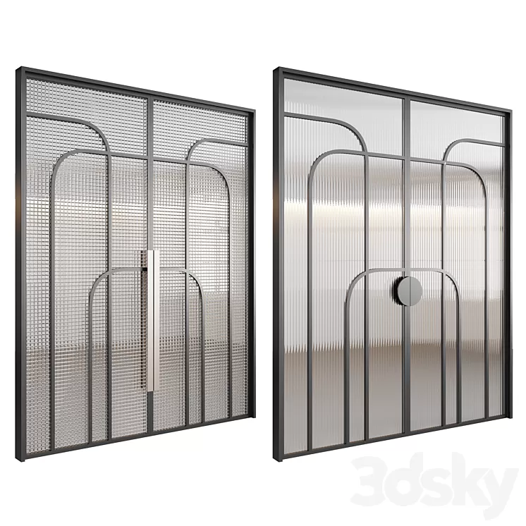 Embossed glass doors №2 3D Model Free