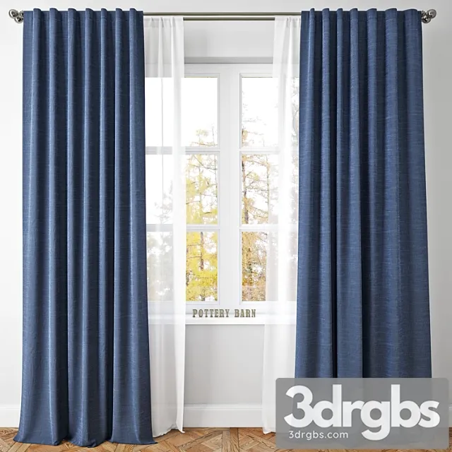 Emery linencotton drape-pottery barn 3D Model Free