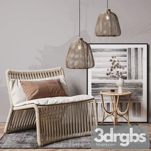 Emilio Rattan Outdoor Accent Armchair 3D Model Free