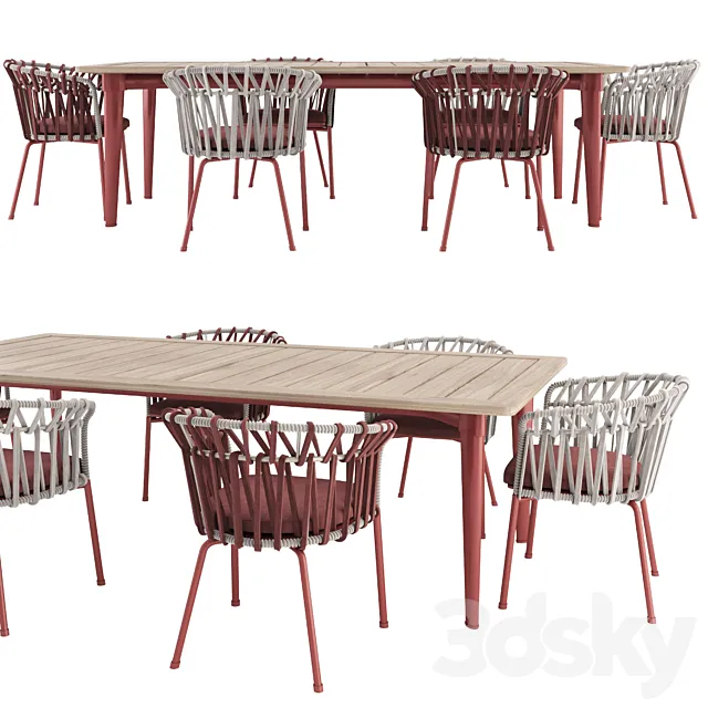 Emma cross dining chair and Terrace table 3DModel