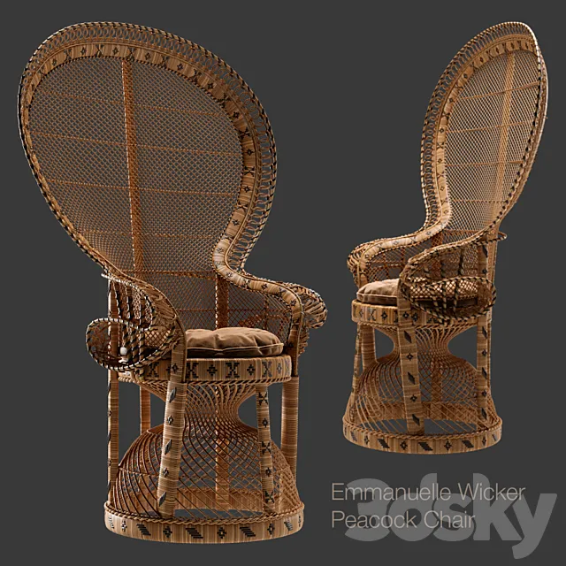 Emmanuelle Wicker Peacock Chair 3D Model