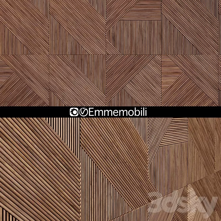 Emmemobili STRIPES BOISERIEwalnut panels 3D Model