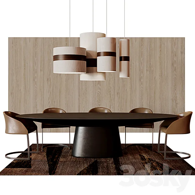 Emmemobili Ufo table 3.0 m ? 1.3 m the black 3DModel