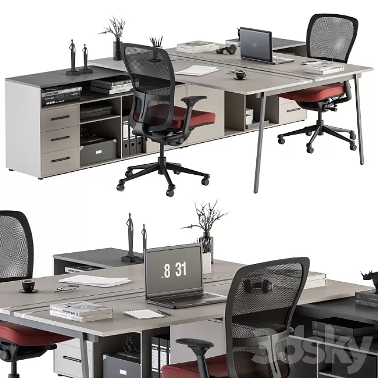employee Set - Office Furniture 244 3D Model