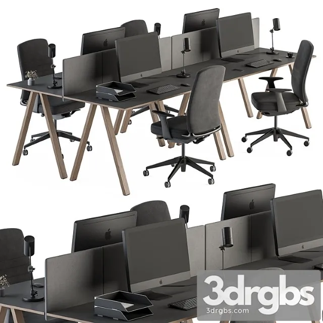 Employee Set Office Furniture 346 3D Model Free