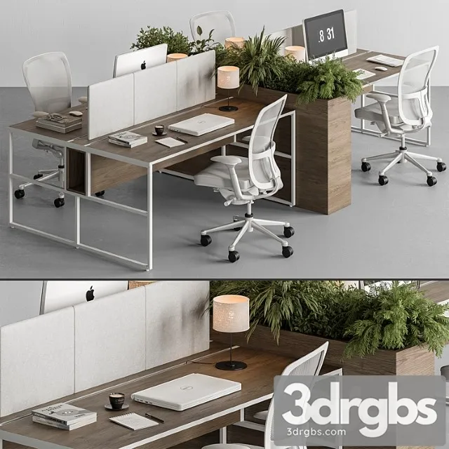 Employee Set Office Furniture 371 3D Model Free