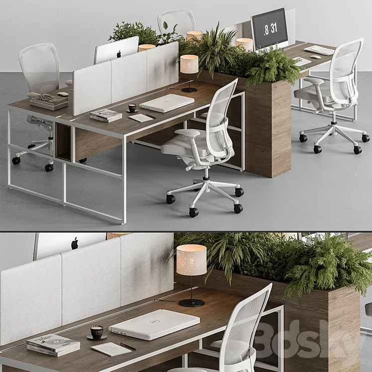 Employee Set - Office Furniture 371 3D Model Free
