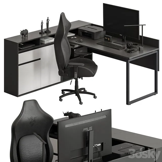 Employee Set - Office Furniture 420 3D Model