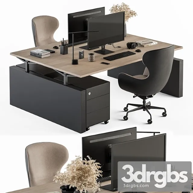 Employee Set Office Furniture 427 3D Model Free