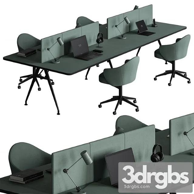 Employee Set Office Furniture 460 3D Model Free