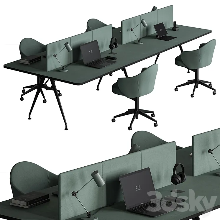 Employee Set - Office Furniture 460 3D Model Free
