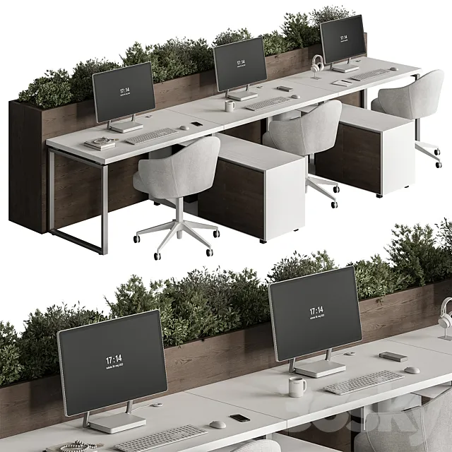 Employee Set - Office Furniture 487 3D Model