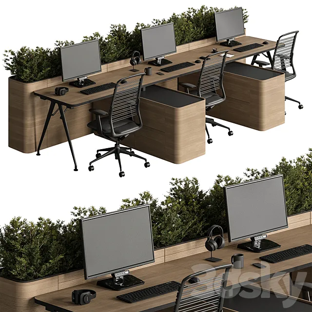 Employee Set - Office Furniture 488 3D Model