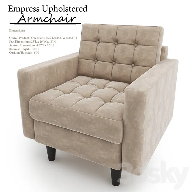 Empress Upholstered Armchair 3D Model