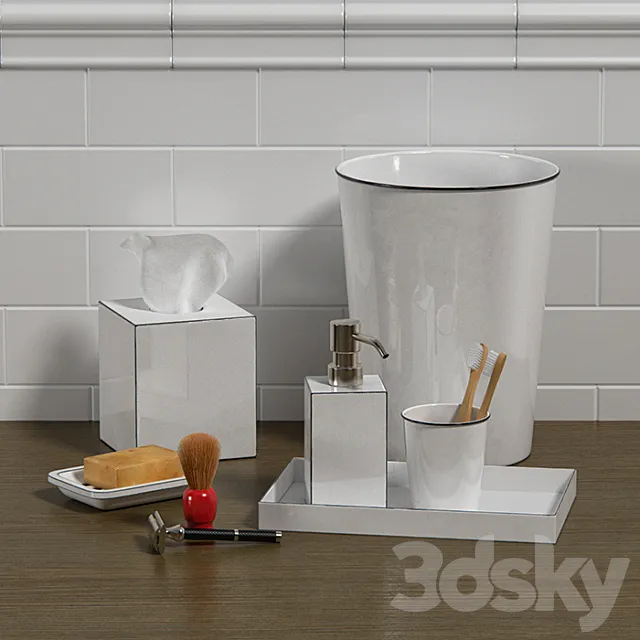 Enamel Bath Accessories 3D Model