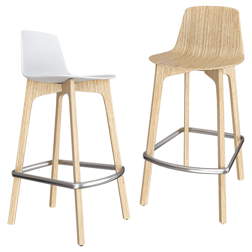 Enea - Bar stool Lottus wooden 3D Model