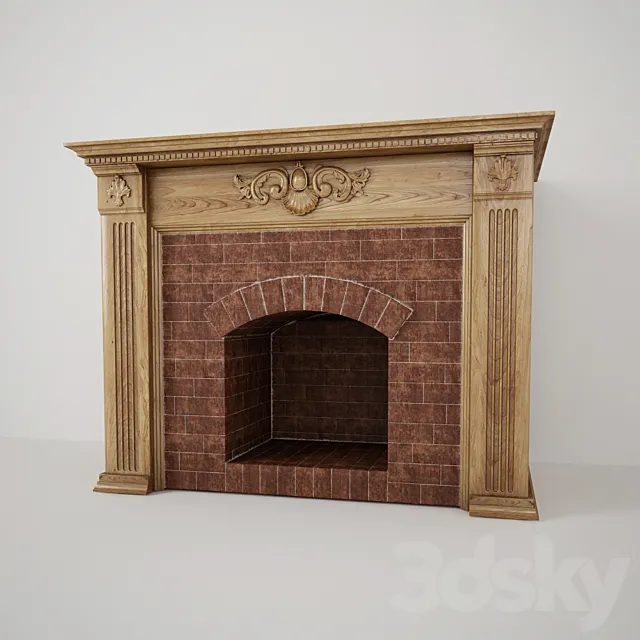 English fireplace with a furnace of aged brick Free Download