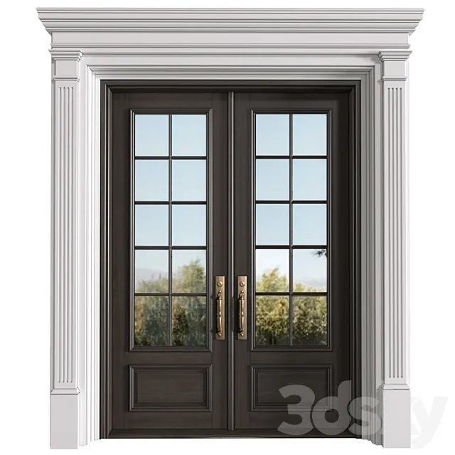 Entrance classic doors. Entrance to the house.Front Door. Outdoor Entrance classic door.External Doors. Exterior Door.Street Doors.Double Exterior Door 3D Model