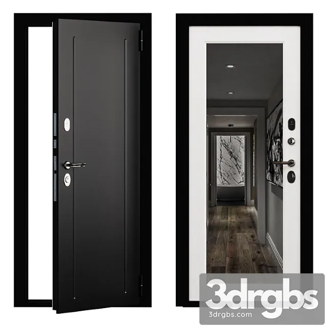 Entrance Door Flush Metal With Mirror 3D Model Free