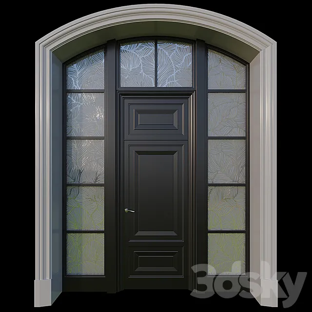 Entrance door with stained glass 3D Model