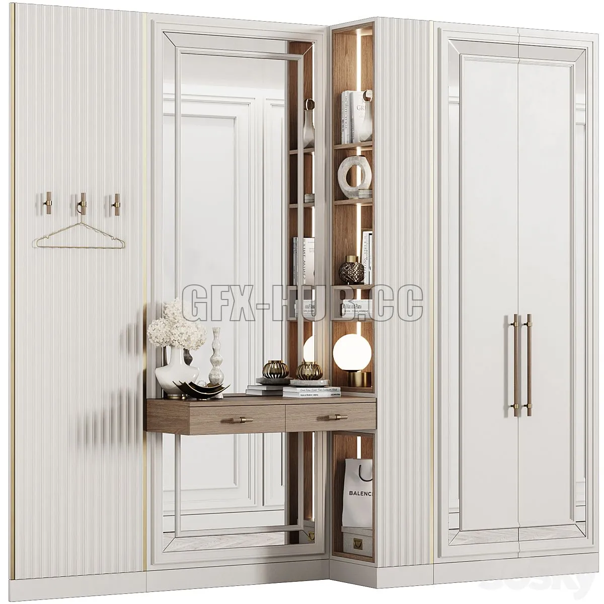 Entrance hall modular in neoclassical style 06 3D Model