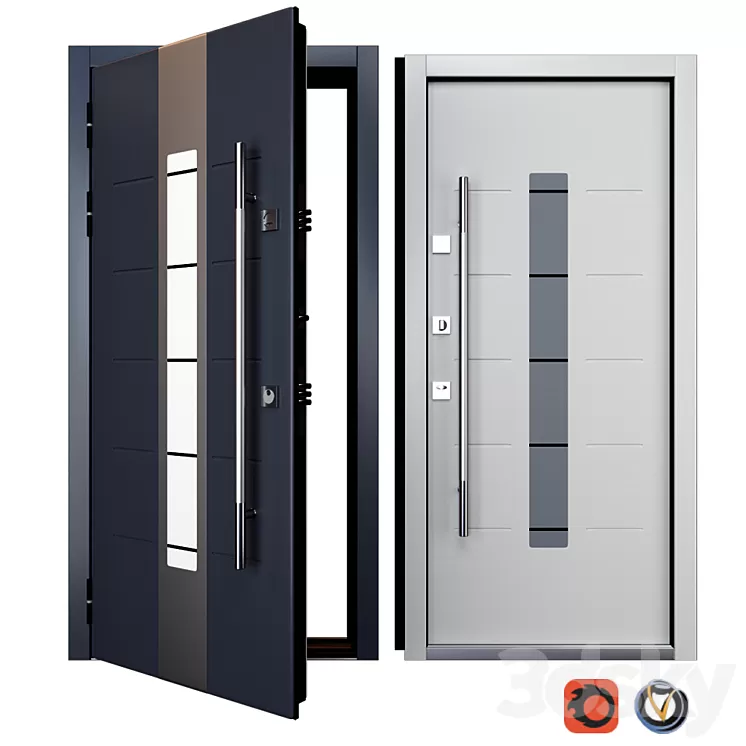 Entrance metal door Inox S-1 (Your Frame) 3D Model