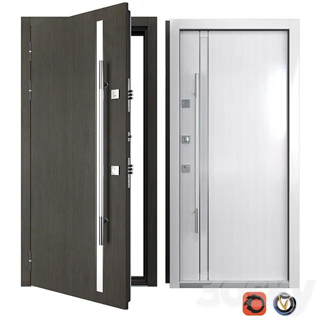 Entrance metal door Modern 2 (Your Frame) 3D Model