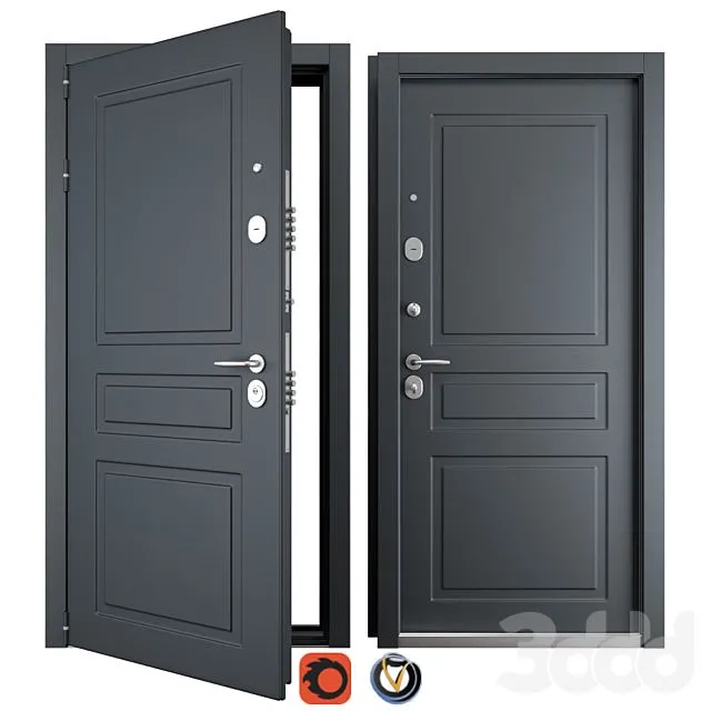 Entrance metal door Scandi 3 (Holz) 3D Model