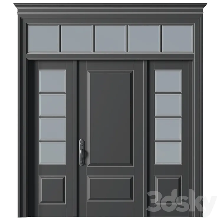 Entrance modern classic street doors. Entrance to the house.Front Iron Doors. Outdoor Entrance classic door.Art Deco External Doors. Exterior Door.Street Doors.Double Exterior Door 3D Model Free