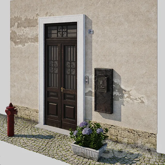 Entrance portal with street assets 3D Model