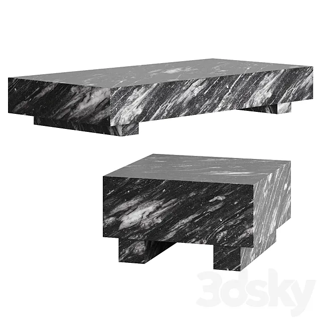 Enyo Gray Marble Coffee Tables By Crate&Barrel 3D Model