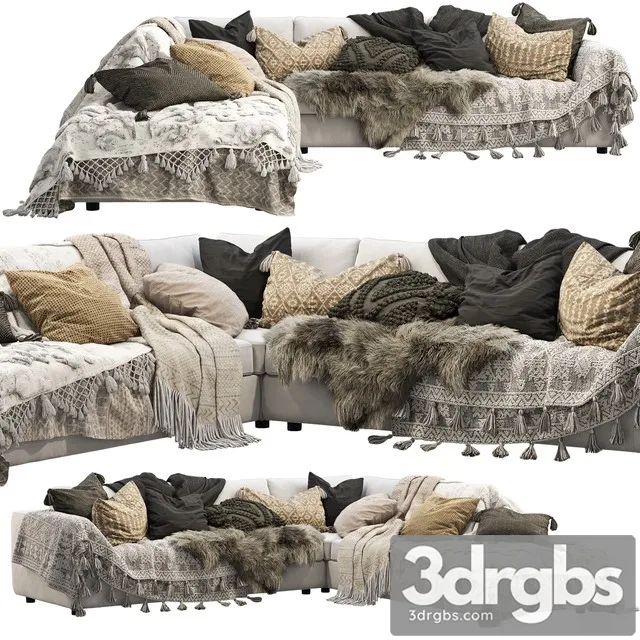 EQ3 Cello 3 Piece Sectional Sofa 3D Model Free