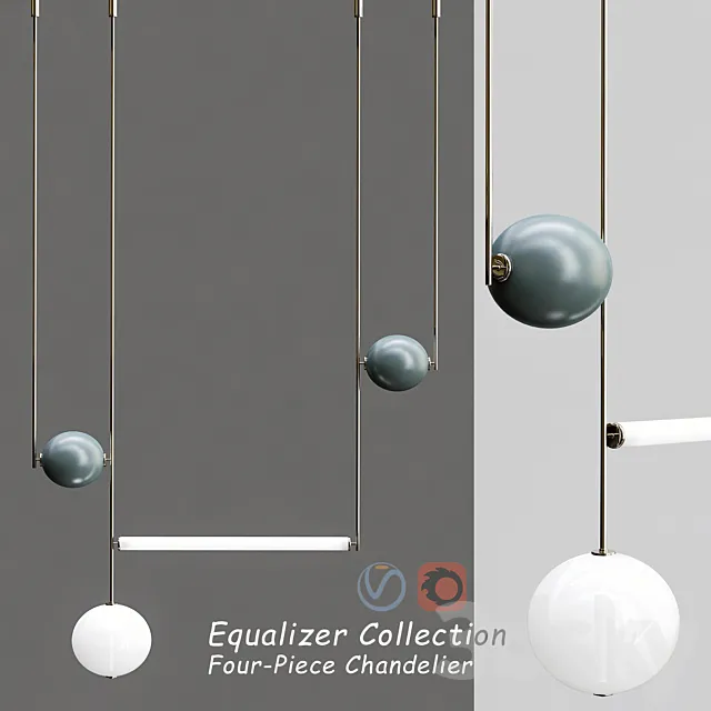 Equalizer_Collection_Four_Piece_Chandelier 3DModel